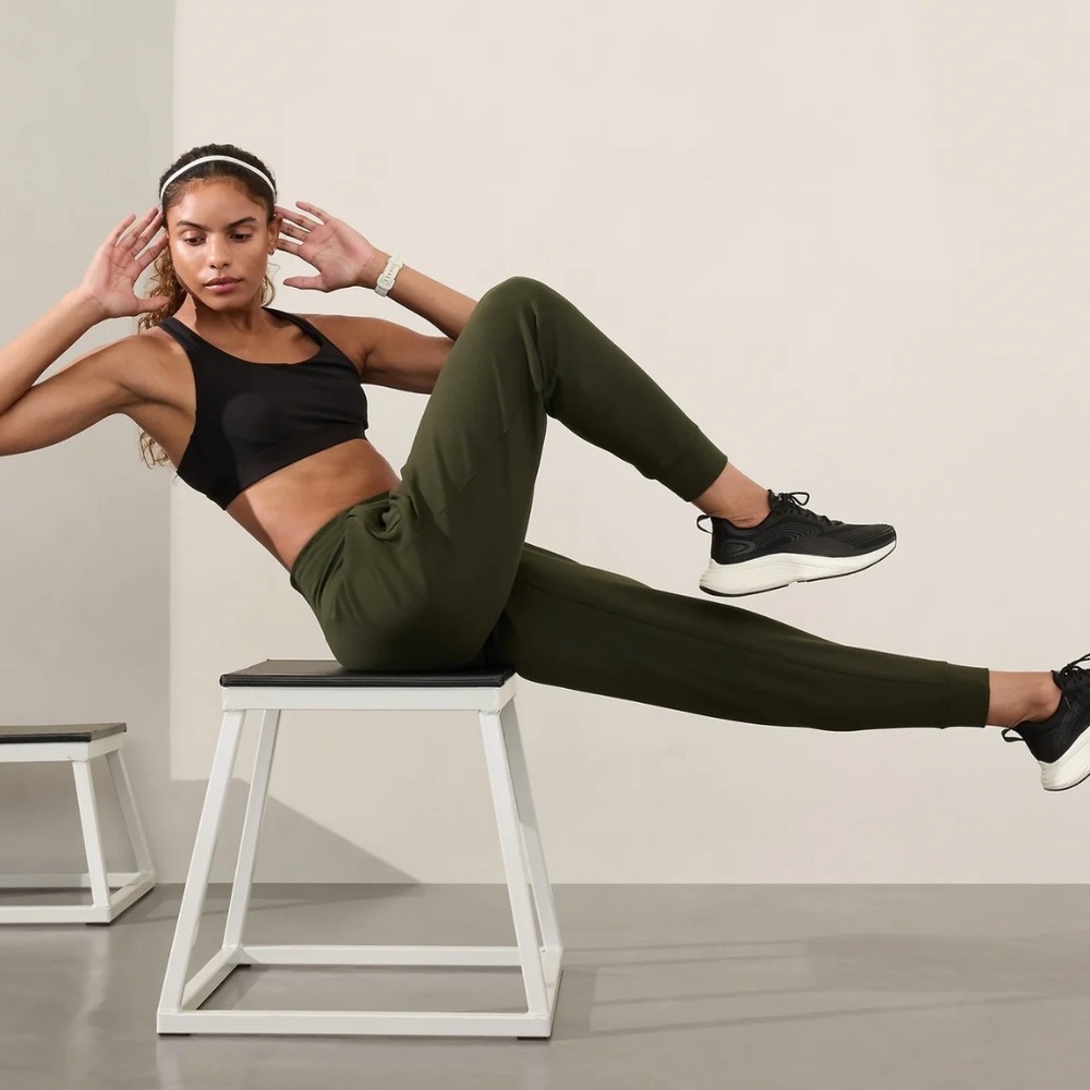 Athleta Unstoppable Fleece Lined High Rise Jogger Aspen Olive S Tall - Picture 2 of 6